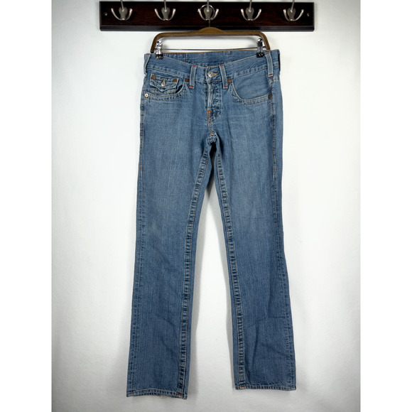 True Religion Straight Jeans World Tour Nathan Blue Flap Pocket Men's Size 30x34 - Picture 2 of 9